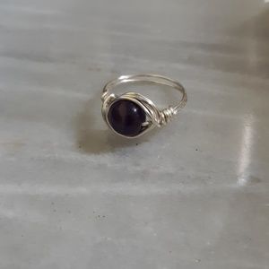 Silver & amethyst ring wire wrapped.